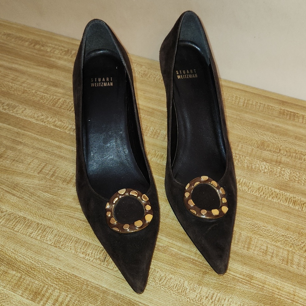 Stuart Weitzman Suede Pumps Pointed Toe, size 10 - Picture 2 of 11